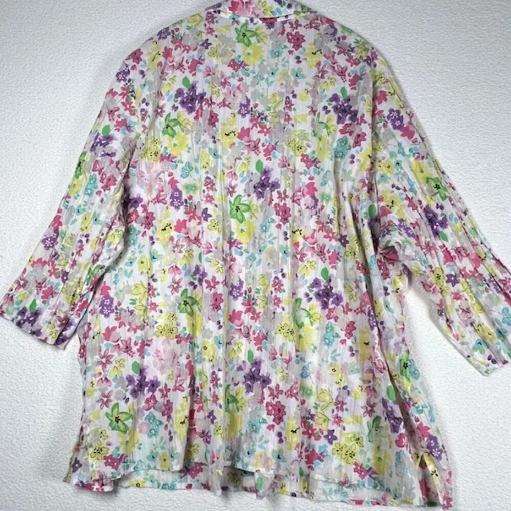 Sag Harbor Womens Button-down 3/4 Sleeve Tunic Plus Size 3X - Picture 4 of 7